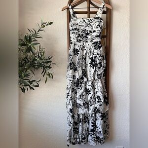 Abercrombie & Fitch Black White Floral Tiered Maxi Dress Size S